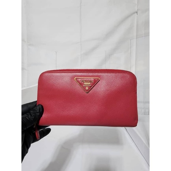Authentic PRADA Saffiano Leather Zip Wallet  Pink - Picture 1 of 12